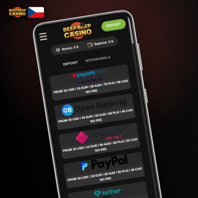 Bankovní převod a Paysafecard jako metody vkladu v Beep Beep Casino