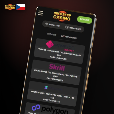 Bankovní SEPA převod jako metoda výplaty z Beep Beep Casino za 1–3 dny