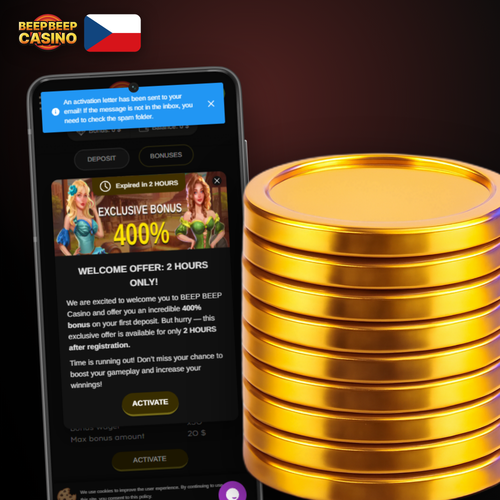 Beep Beep Casino registrace na mobilu s uvítacím bonusem a maskotom značky